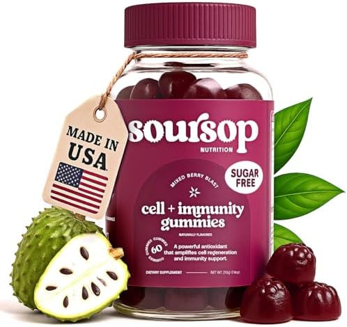 Soursop Graviola Gummies - Sugar Free Soursop Gummies with Vitamin C, Zinc - Digestive Aid, Immun... | Amazon (US)