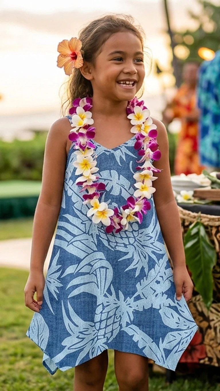 Hala Pineapples Hawaiian Girls Scarf Hem Dress | Shop.app