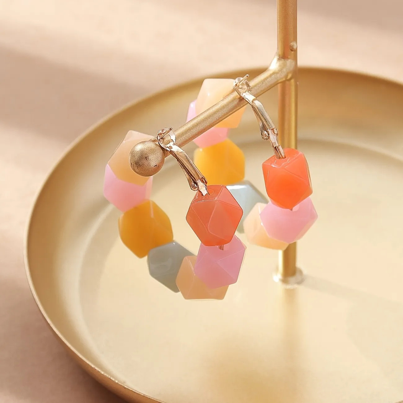 Colorful Resin Beaded Hoop Earrings For Women Fine Jewelry Decor Gift 1Pair | Temu Affiliate Program