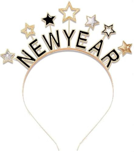 Apone Fatu Girls Women Happy New Year Headband Tiara New Year Eve Women's Sparkly Rhinestone New Years Tiara Headbands Merry Christmas (Gold C, One Size) | Amazon (US)