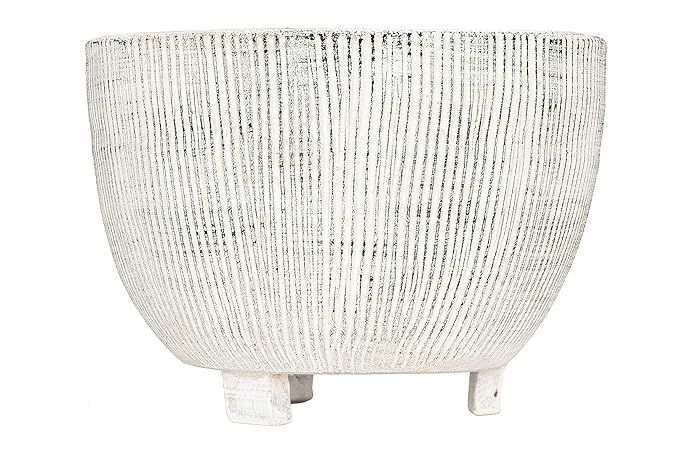 Creative Co-op Large Distressed Cream Footed Terracotta Fluted Texture Planter, 7.75 Inch Round | Amazon (US)