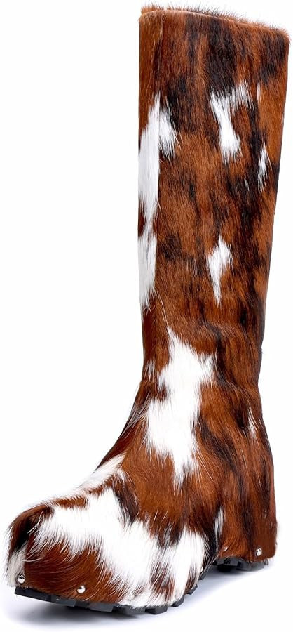 XOBZJH Women’s Wide Calf Cowgirl Boots – Handmade Knee-High Country Cowboy Winter Boots with ... | Amazon (US)