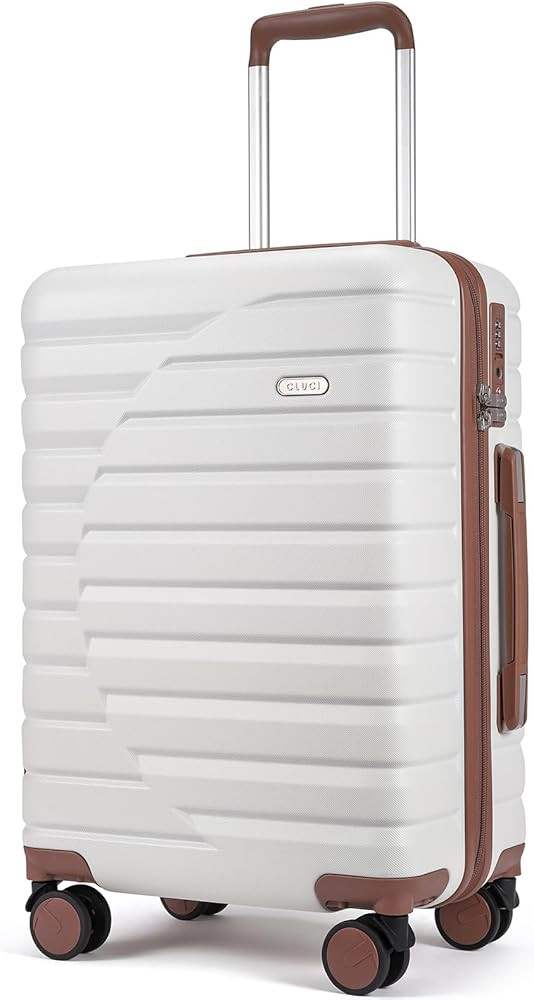 CLUCI Checked Luggage Spinner Wheels Hardside Suitcase PC Hardshell 24" Beige | Amazon (US)