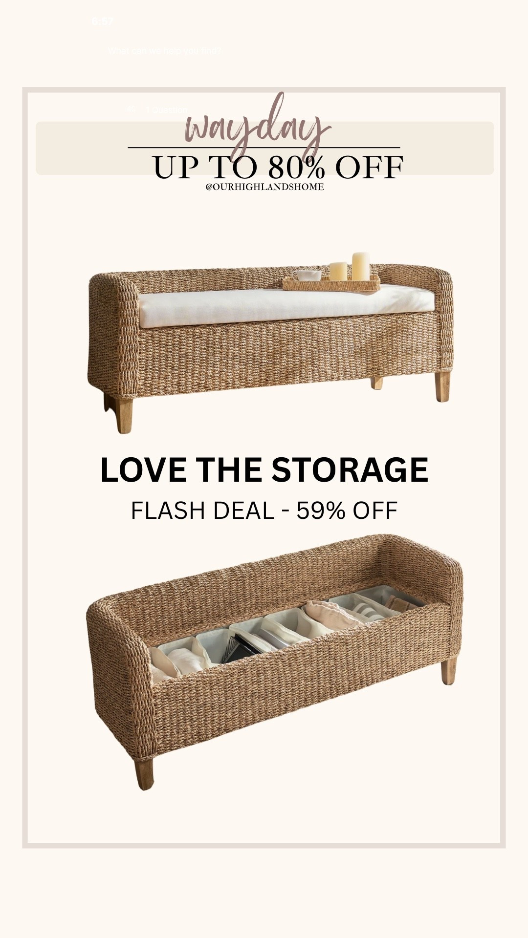 this bench is beautiful AND has storage 🙌🏻 59% off but this deal won’t last long. it’s a flash deal 

#LTKSaleAlert #LTKHome