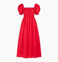 The Scarlett Nap Dress - Red Daisy Check Eyelet | Hill House Home US