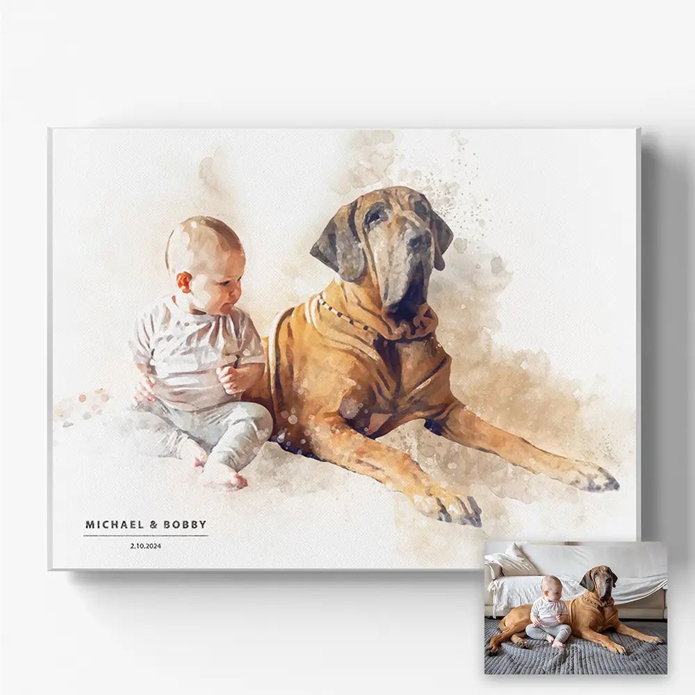 Watercolor Pet Portraits on Horizontal Acrylic | Lime & Lou (US)