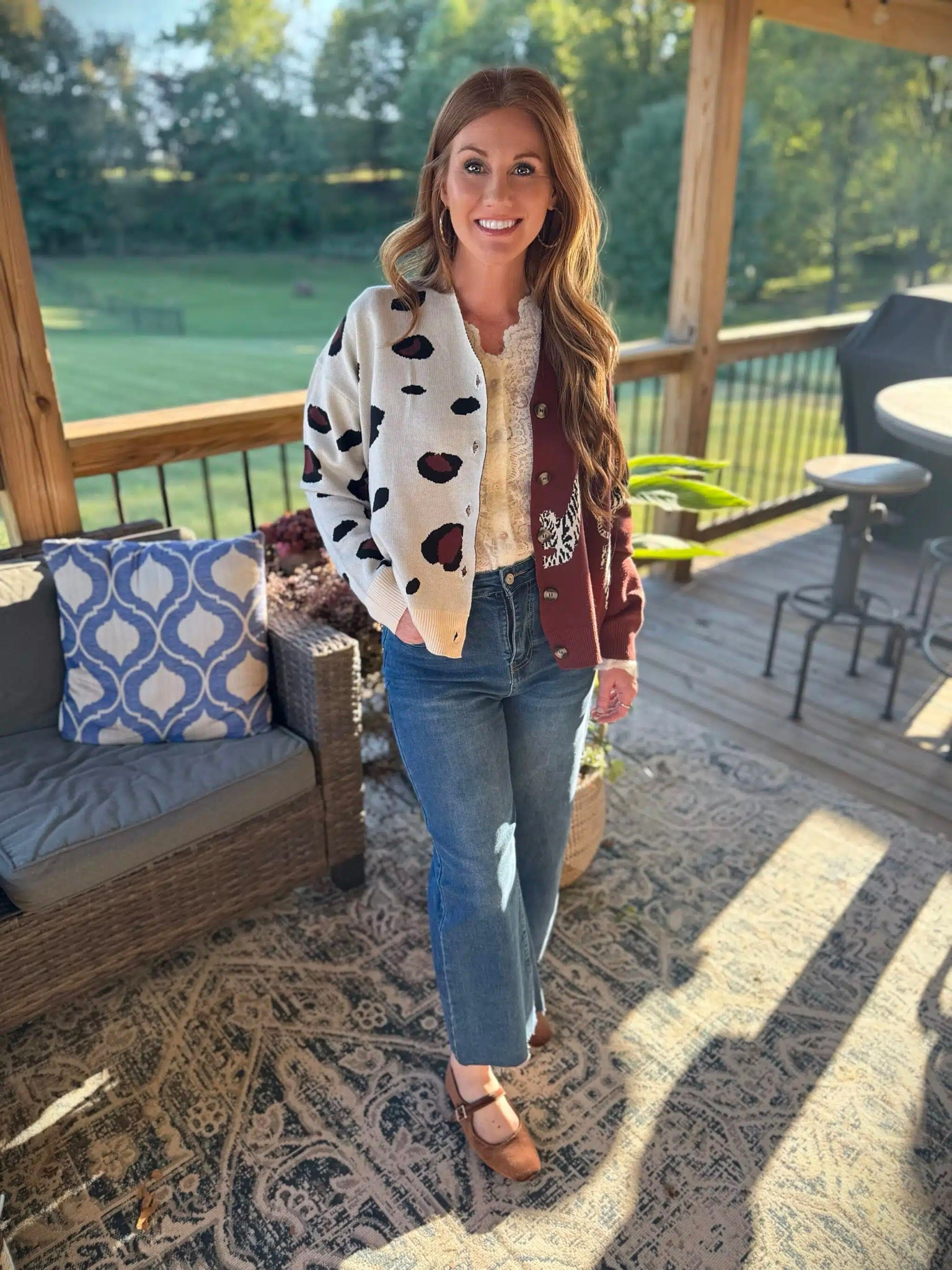 Another great affordable Amazon outfit idea! Cardigan size small | lace blouse size small | frayed hem jeans size 4 | ballet flats size 7

#LTKSeasonal #LTKPetite #LTKOver40