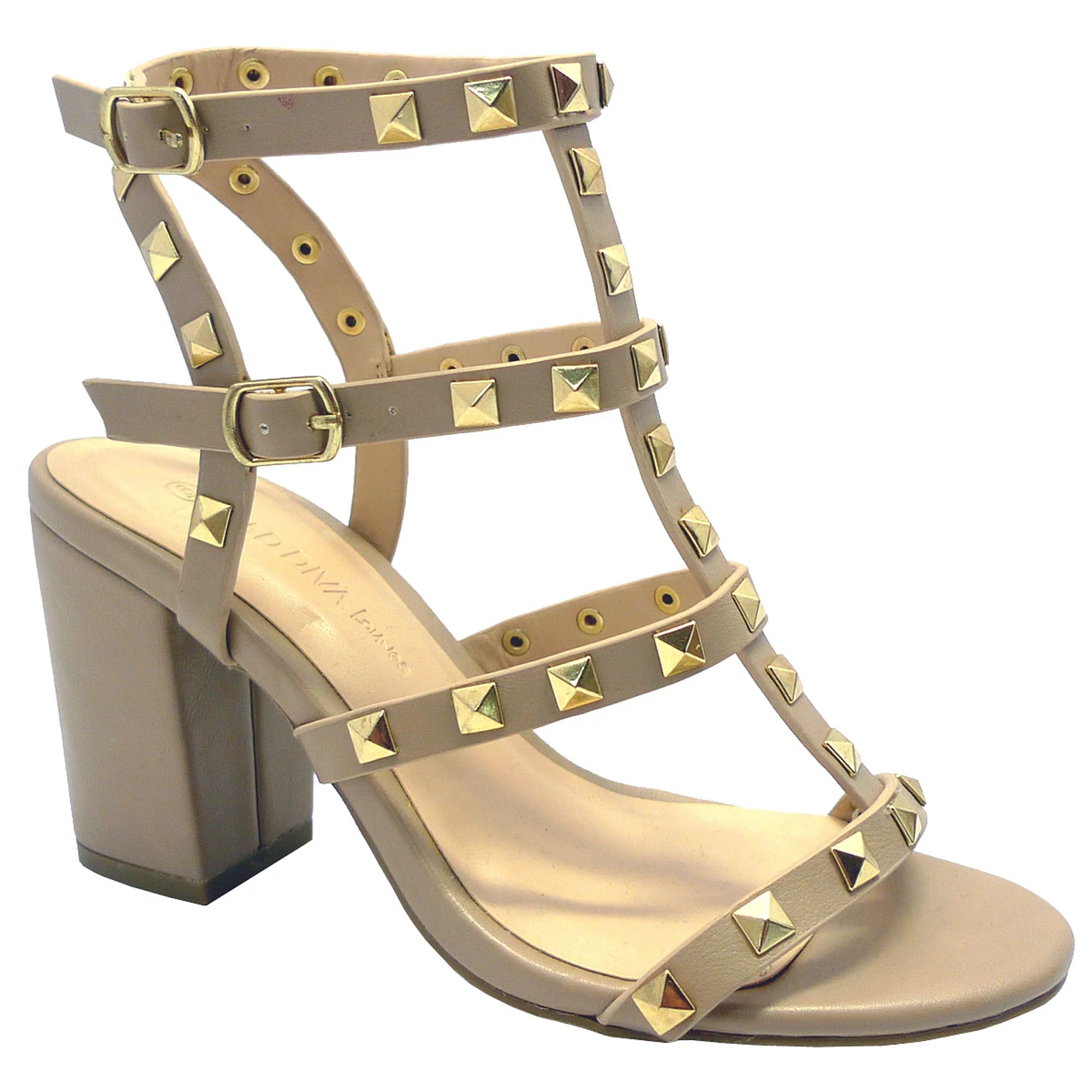 Wild Diva , Susie20 Women's Peep Toe Studded Strappy High Heel Leather Pumps Stilettos Sandals | Walmart (US)