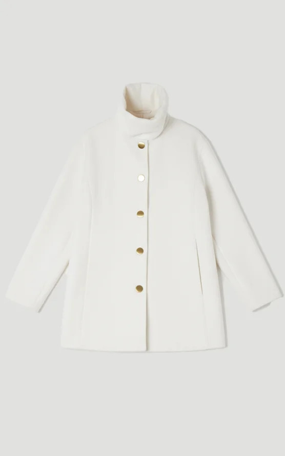 Brushed Wool Detachable Scarf Tailored Short Coat | Karen Millen UK + IE + DE + NL