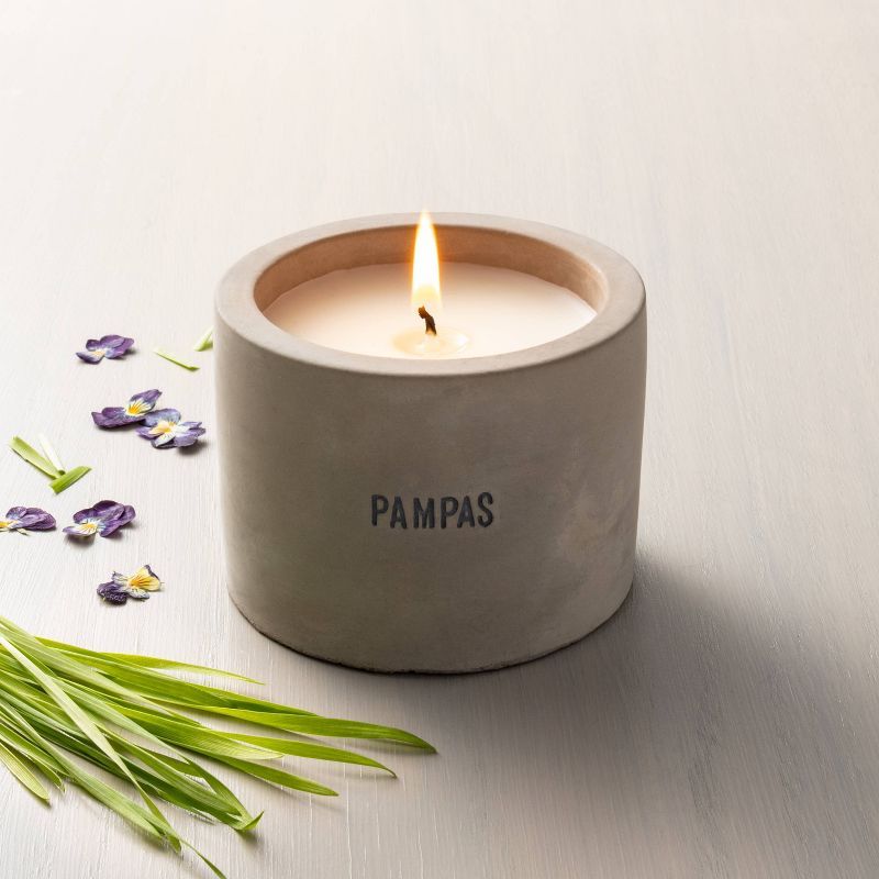 5oz Pampas Soy Blend Mini Cement Candle - Hearth &#38; Hand&#8482; with Magnolia | Target