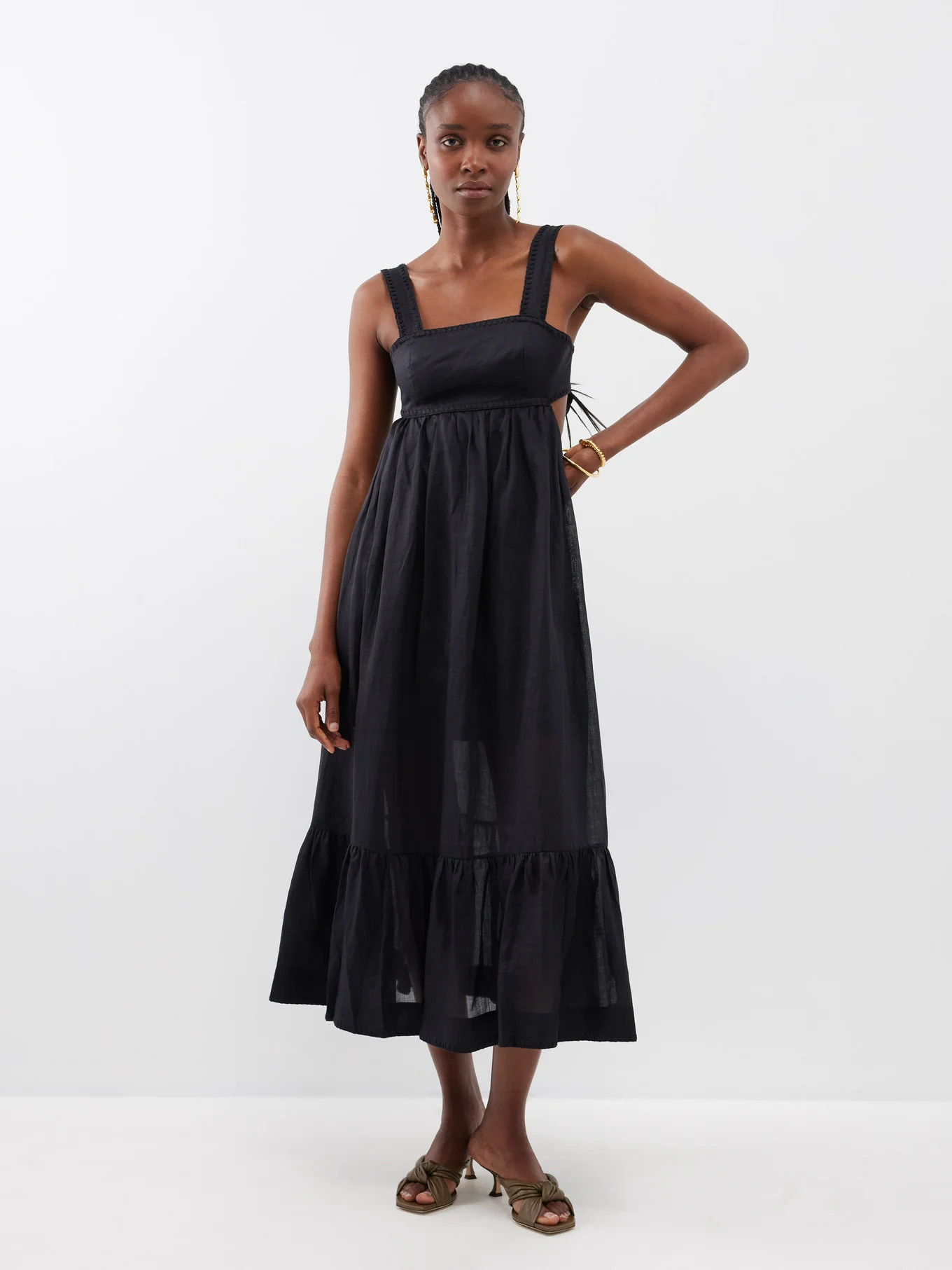 Chintz cutout ramie midi dress | Zimmermann | Matches (UK)