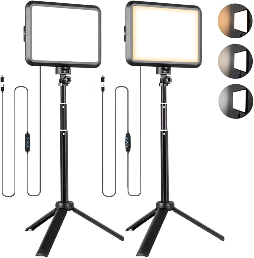 LED Photography Lighting Kit, NiceVeedi 2-Pack 8” Portable Video Light with Adjustable Tripod S... | Amazon (CA)