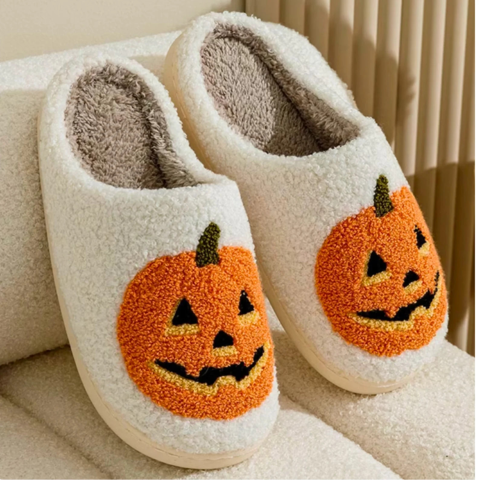 Pumpkin Halloween Slipper, JackOLantern Slipper, Halloween Slipper, Spooky Slipper, Fall Slippers | Etsy (US)