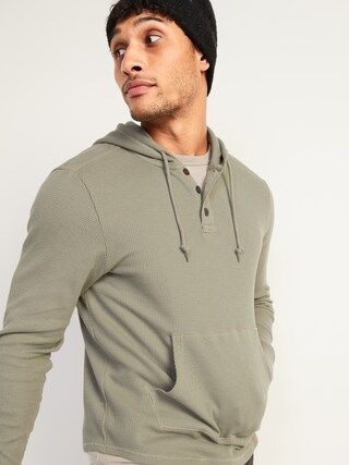 Thermal-Knit Pullover Henley Hoodie for Men | Old Navy (US)