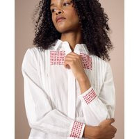 Brora The Organic Cotton Embroidered Shirt White | Brora