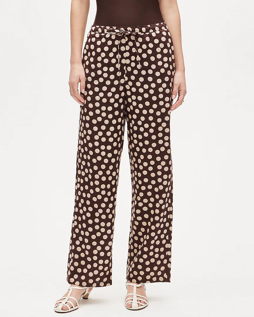 Soleil pant in dot-print linen | J. Crew US