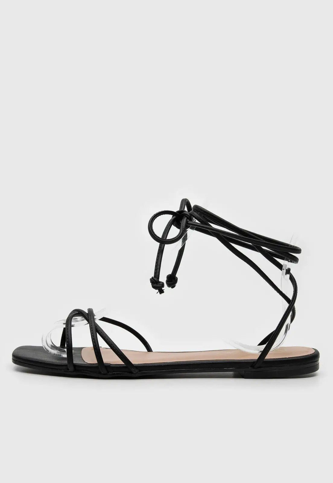 Rasteira VIA UNO Amarração Preta | Dafiti (BR)