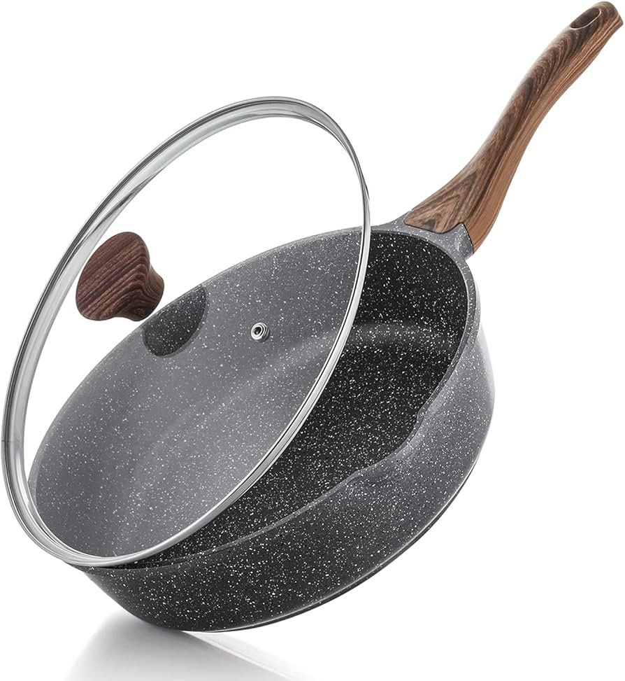 SENSARTE Nonstick Deep Frying Pan Skillet, 10/11/12-inch Saute Pan with Lid, Stay-cool Handle, Ch... | Amazon (US)