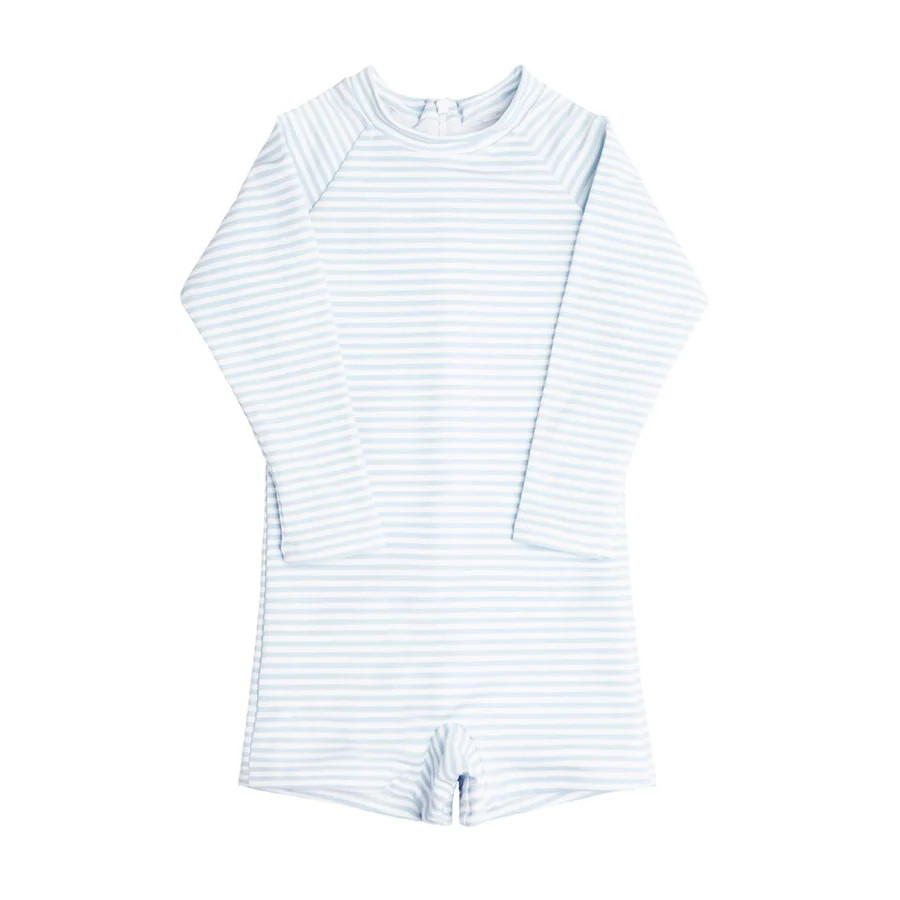 unisex powder blue stripe rashguard one piece | minnow