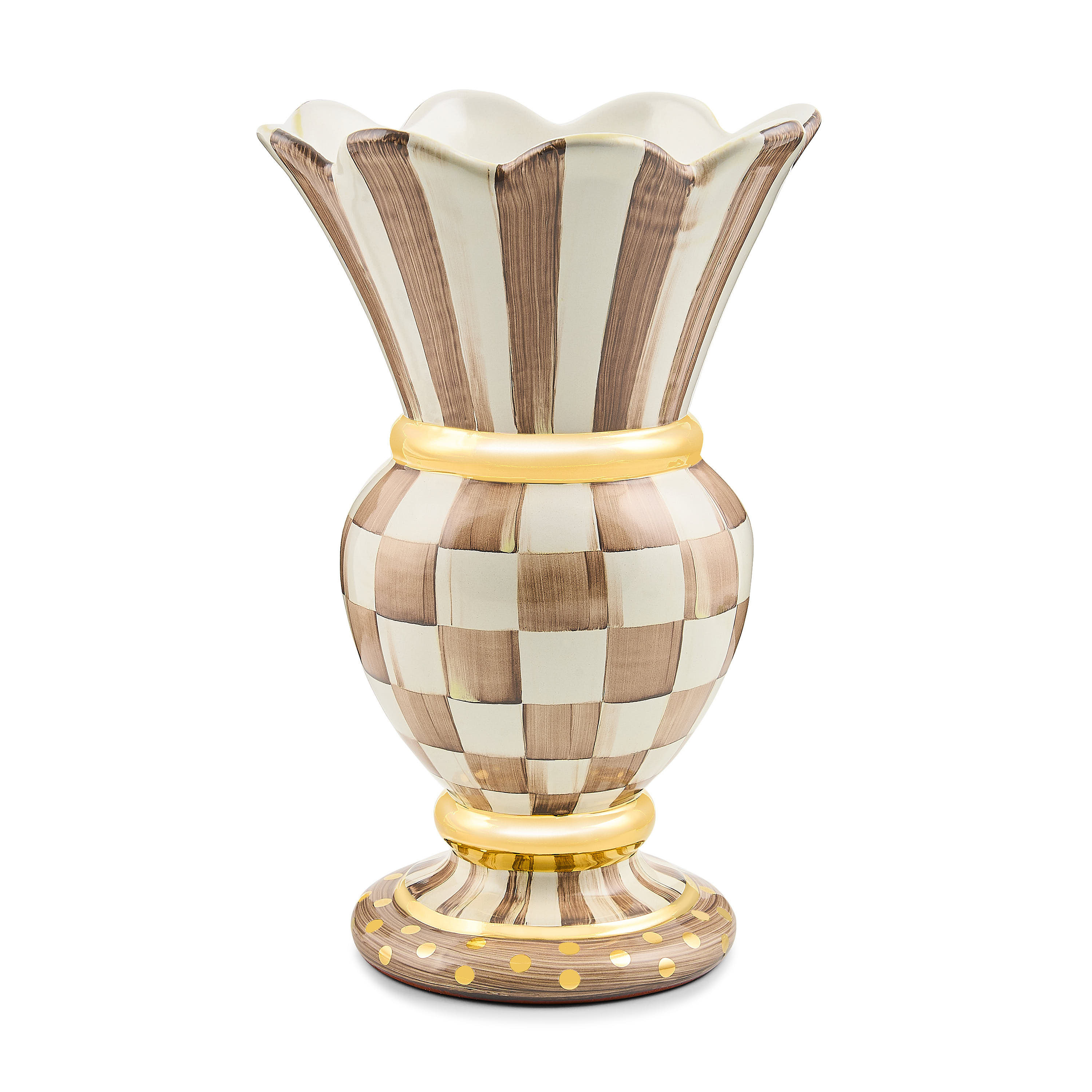MacKenzie-Childs Mocha Check Ceramic Great Vase | MacKenzie-Childs
