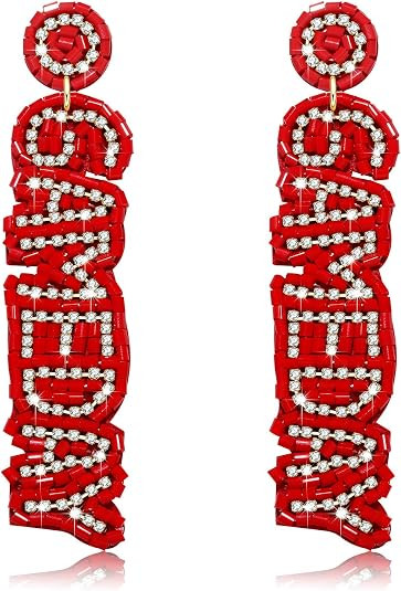 Beaded Letter GAME DAY Drop Dangle Earrings for Women Sports Statement Earrings - Game Day Jewelr... | Amazon (US)