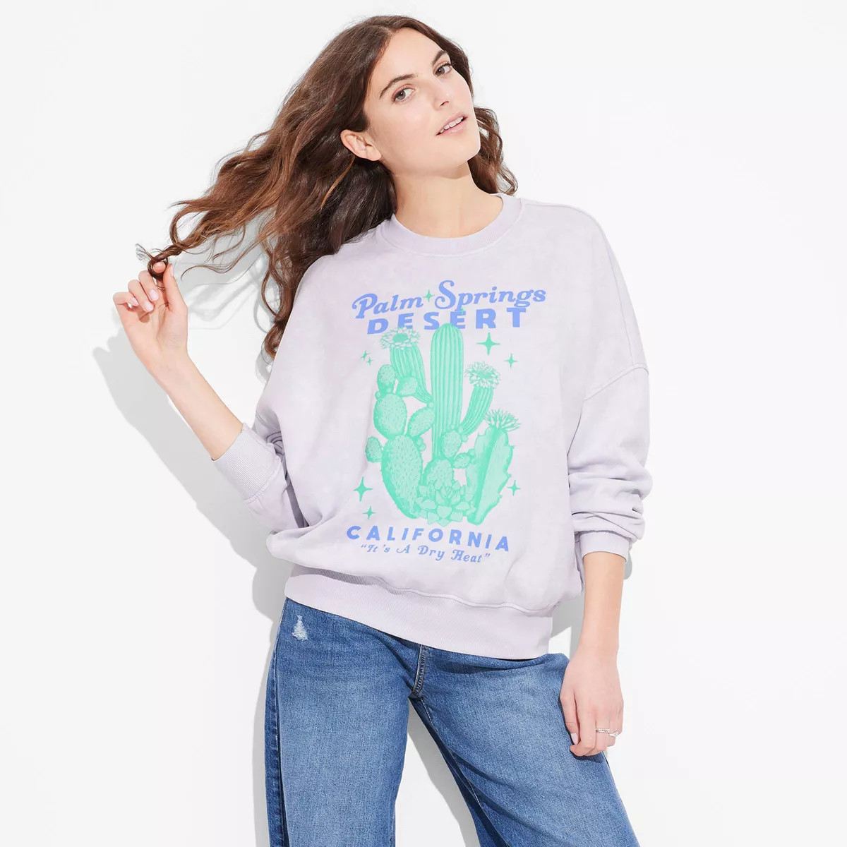Women's Palm Springs Graphic Sweatshirt - Lavender L | Target