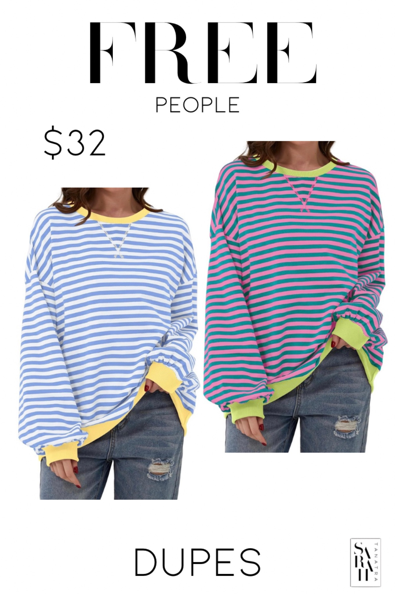 Free people dupes 
Free people sweatshirt
Striped sweatshirt
Designer dupe 
Amazon finds 
Amazon dupe 


#LTKstyletip #LTKfindsunder100 #LTKfindsunder50