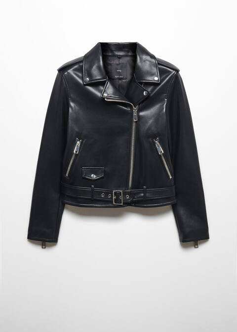 Faux-leather biker jacket -  Women | Mango USA | MANGO (US)