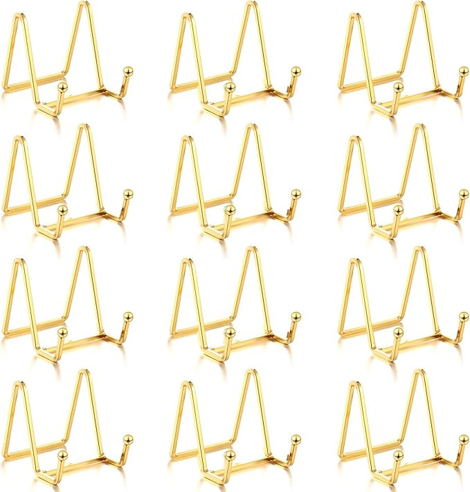 Kenning 12 Pieces Gold Plate Holder Easel Display Stand Metal Book Display Stand Tabletop Picture... | Amazon (US)