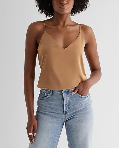 Satin V-Neck Downtown Cami | Express