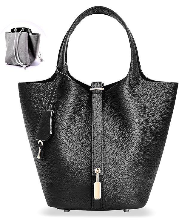 Designer Leather Bucket Bags for Women: Trendy Genuine Leather Tote Purses - Luxury Satchel Top-H... | Amazon (US)