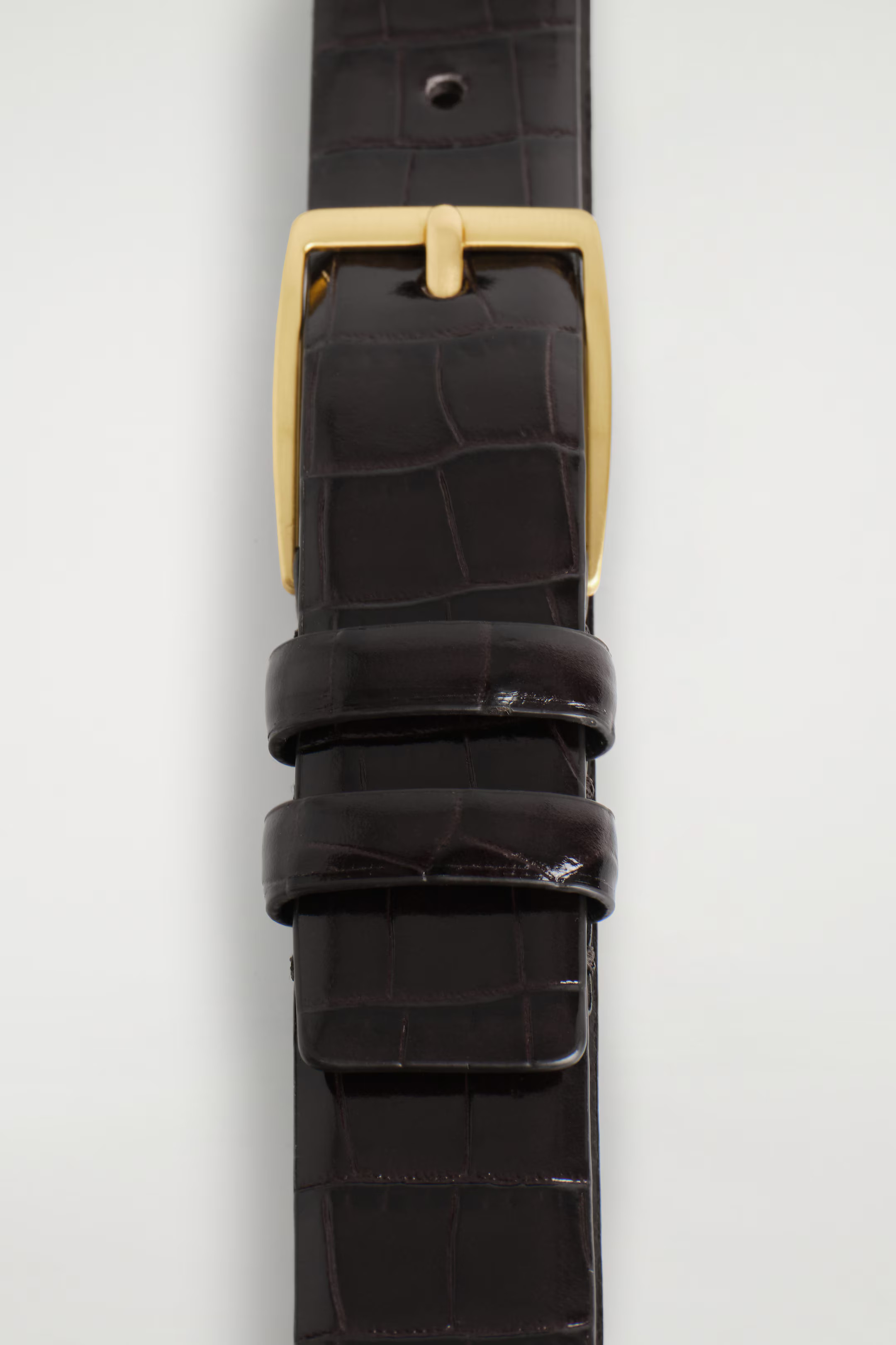 CROC-EMBOSSED LEATHER BELT - DARK BROWN | COS US | COS (US)