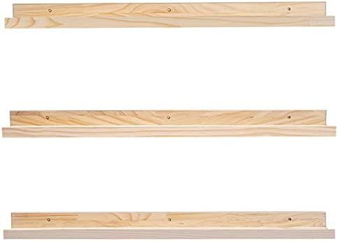 MBYD 36 Inch Floating Shelves Natural Wood, Wall Mount Picture Ledge Wooden Wall Shelf Nursery Bo... | Amazon (US)
