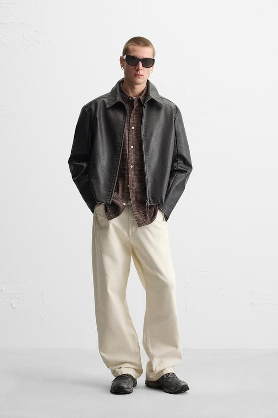 FAUX LEATHER WASHED JACKET | Zara US