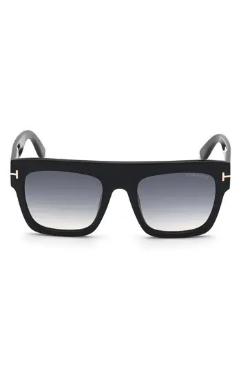 TOM FORD Renee 52mm Gradient Flat Top Square Glasses in Shiny Black /Gradient Smoke at Nordstrom Rack | Nordstrom Rack
