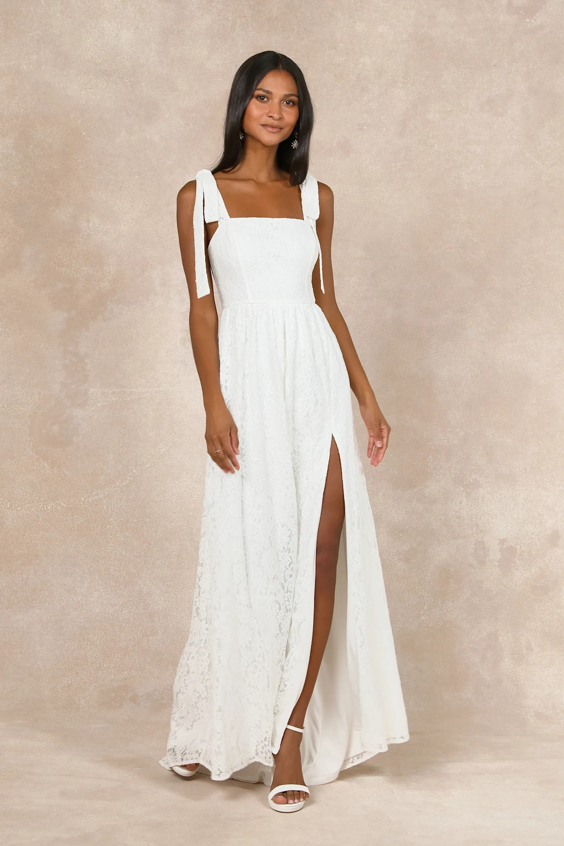 Radiant Romance White Lace Tie-Strap Maxi Dress | Lulus
