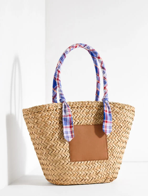 Fresh Madras Scarf Straw Tote | Talbots