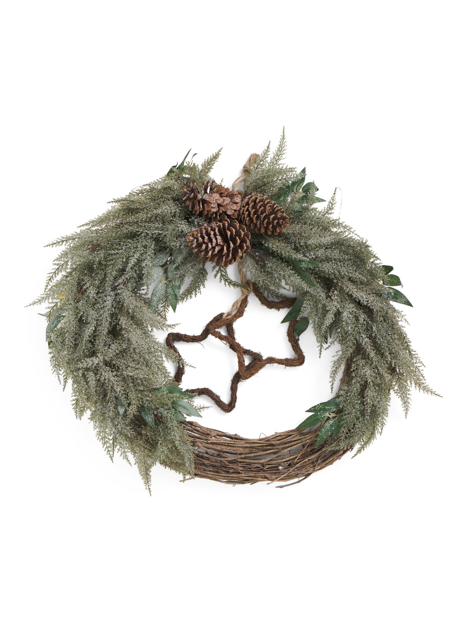 30in Pre Lit Wicker Star Wreath | TJ Maxx