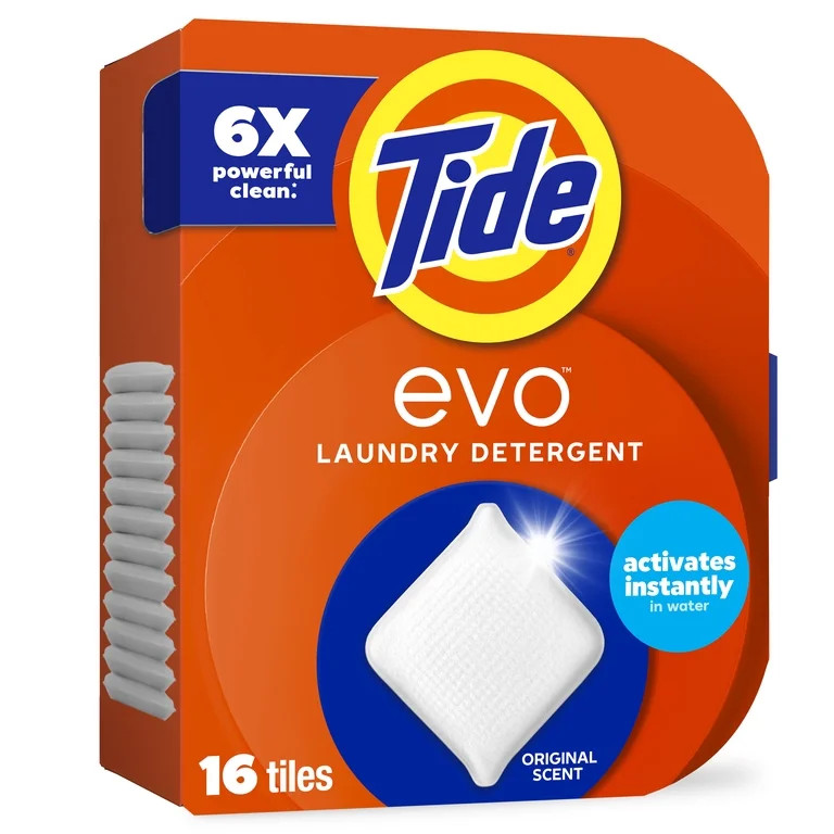 Tide Evo Laundry Detergent Tiles, 100% Concentrated, 6X Cleaning Power, Original Tide Scent, 16 C... | Walmart (US)
