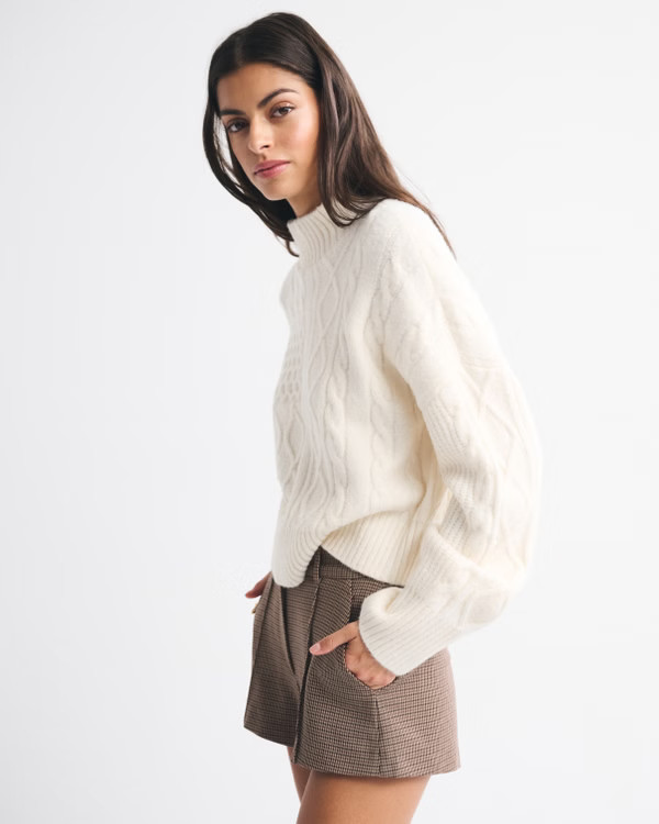 Easy Cable-Knit Mockneck Sweater | Abercrombie & Fitch (UK)