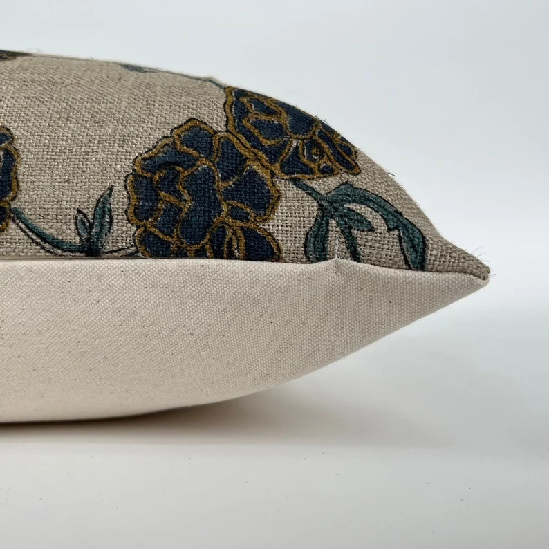 Marigold Pillow Cover  Floral Pillow  Green Blue Yellow - Etsy | Etsy (US)