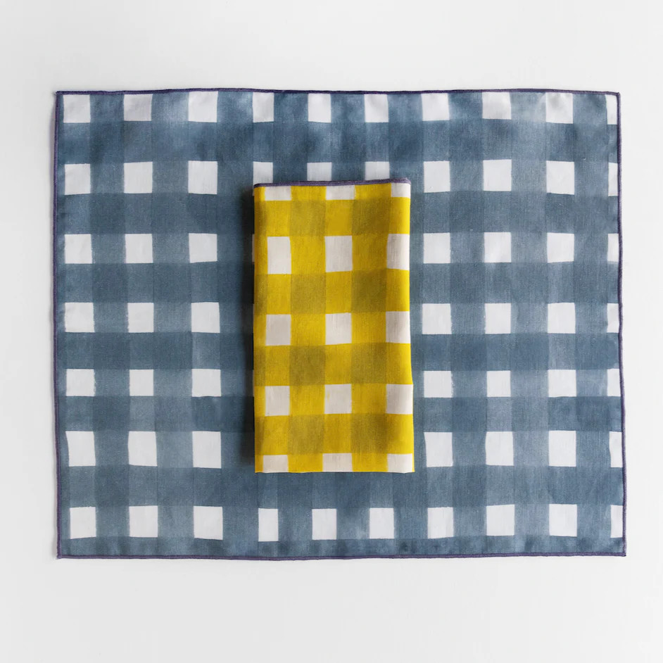 The Grey Cross Hatch x Yellow Cross Hatch Set | Goldie Home