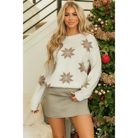 Redhotype Chic White Snowflake Tunic Sweater for Festive Christmas Vibes | Walmart (US)