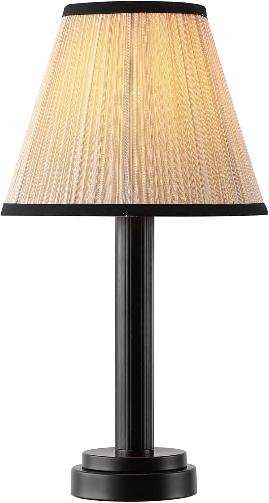 SAFAVIEH Lighting Collection \u2013 Catina Black 18 Inch Metal Table Lamp with Pleated Fabric Sha... | Amazon (US)