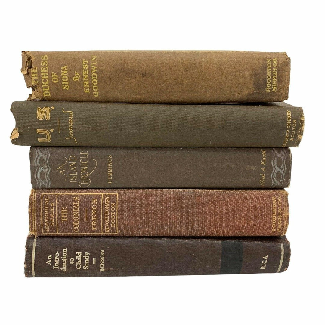 Dark Chocolate Brown Cloth Bound Book Stack of 5 Vintage Shabby Novels Decor | Etsy (US)
