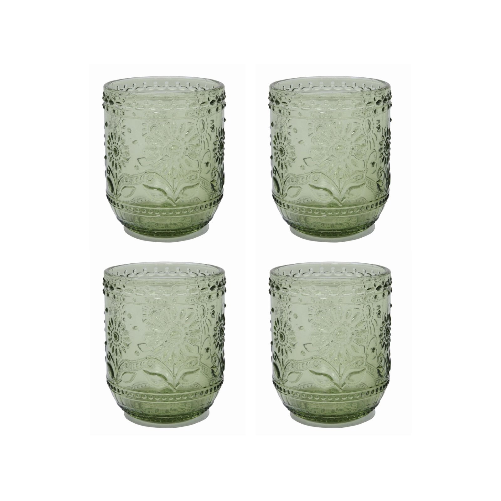 Daisy Glasses in Green, Set of 4 | Brooke and Lou