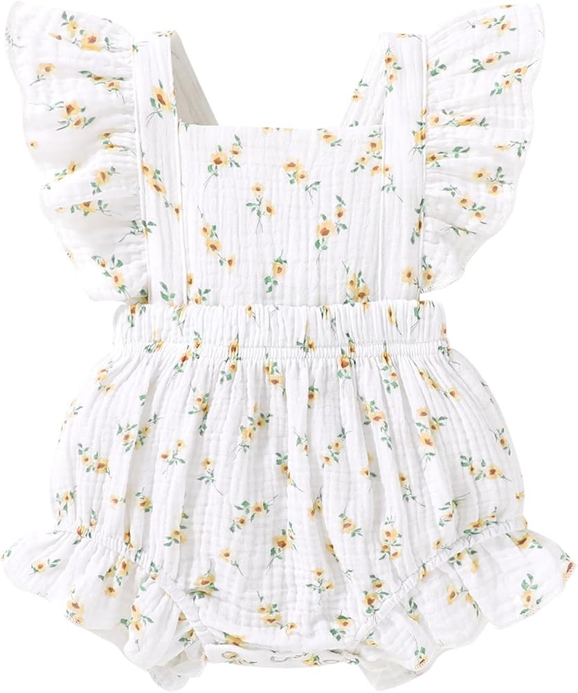 Happy Town Newborn Baby Girl Clothes Infant Summer Romper Sleeveless Floral Cute Outfits One Piec... | Amazon (US)