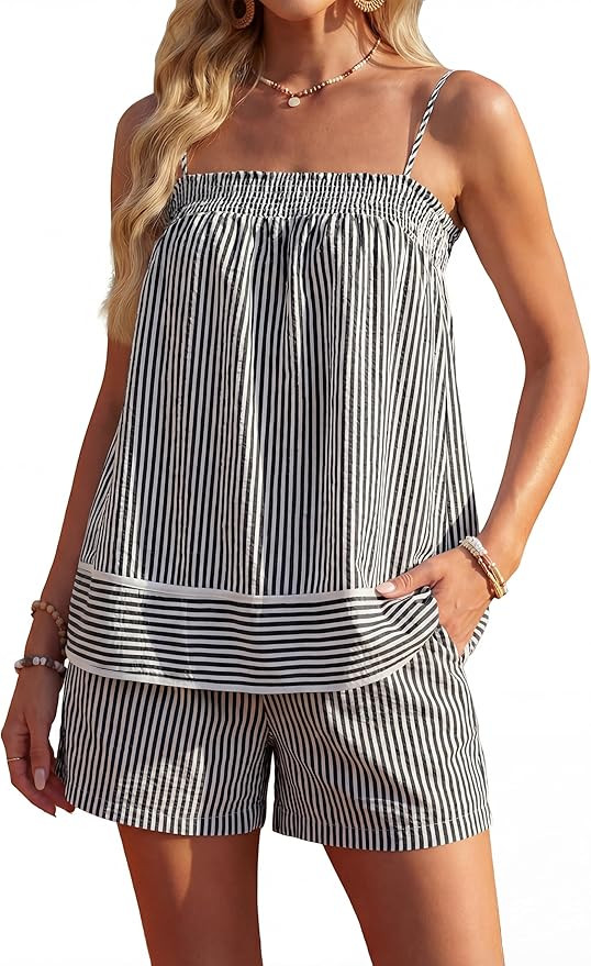 Blooming Jelly Women Two Piece Lounge Sets Camisole Tops Matching Short Sets Summer Vacation Outf... | Amazon (US)