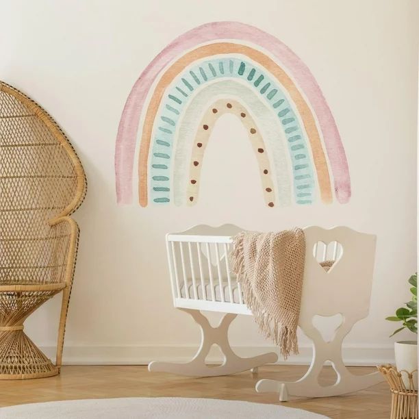 Watercolor Rainbow Peel and Stick Giant Wall Decal | Walmart (US)