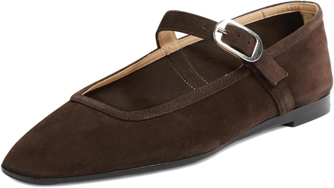Pazzion Women Comfortable Closed Squared Toe Mary Jane Flats Easy Strap Buckled Slip On Ballet Fl... | Amazon (US)